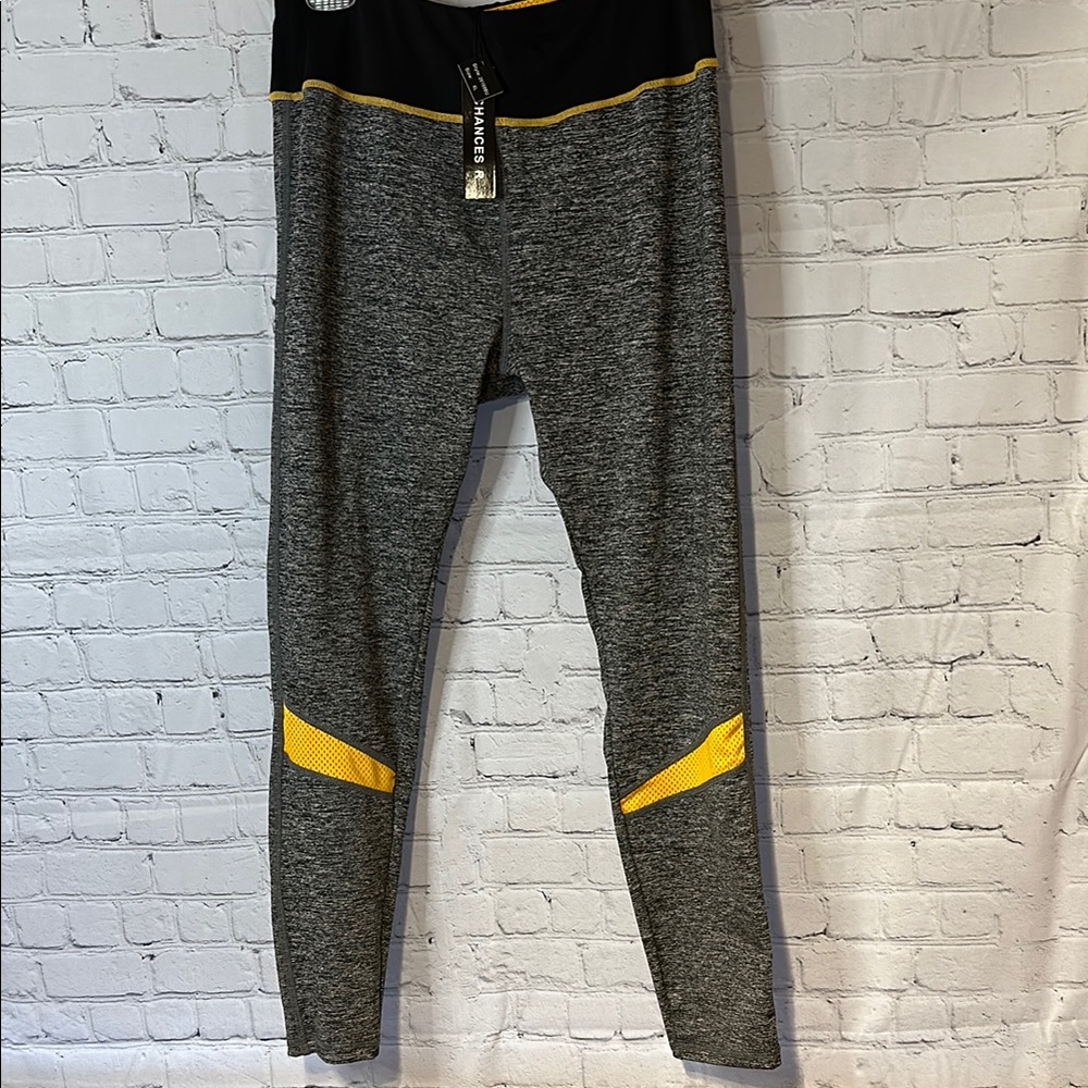 Gray and Yellow womens Leggings workout